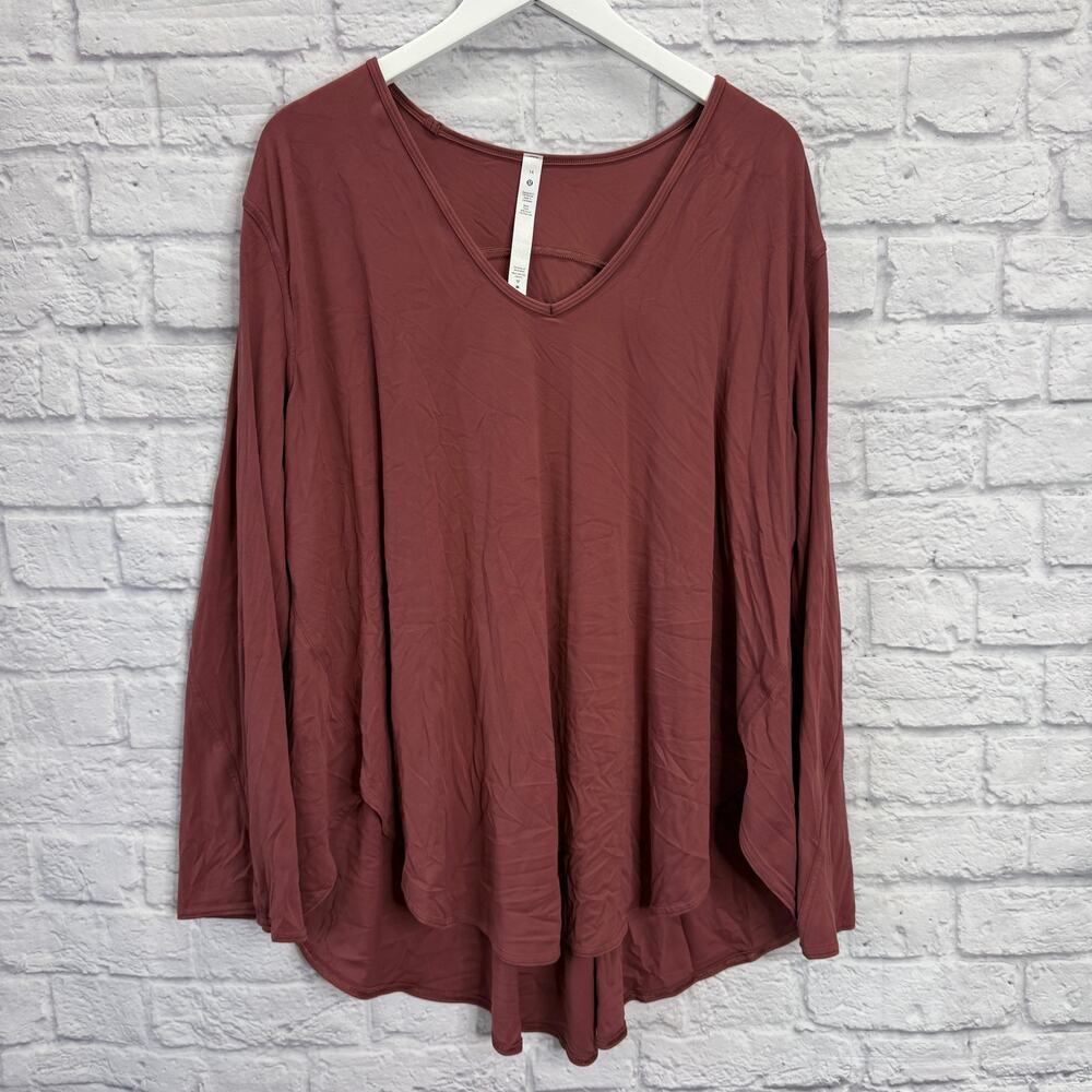 Lululemon Up for Down Time Long Sleeve Shirt Dark Terracotta Size 14 Rust Red